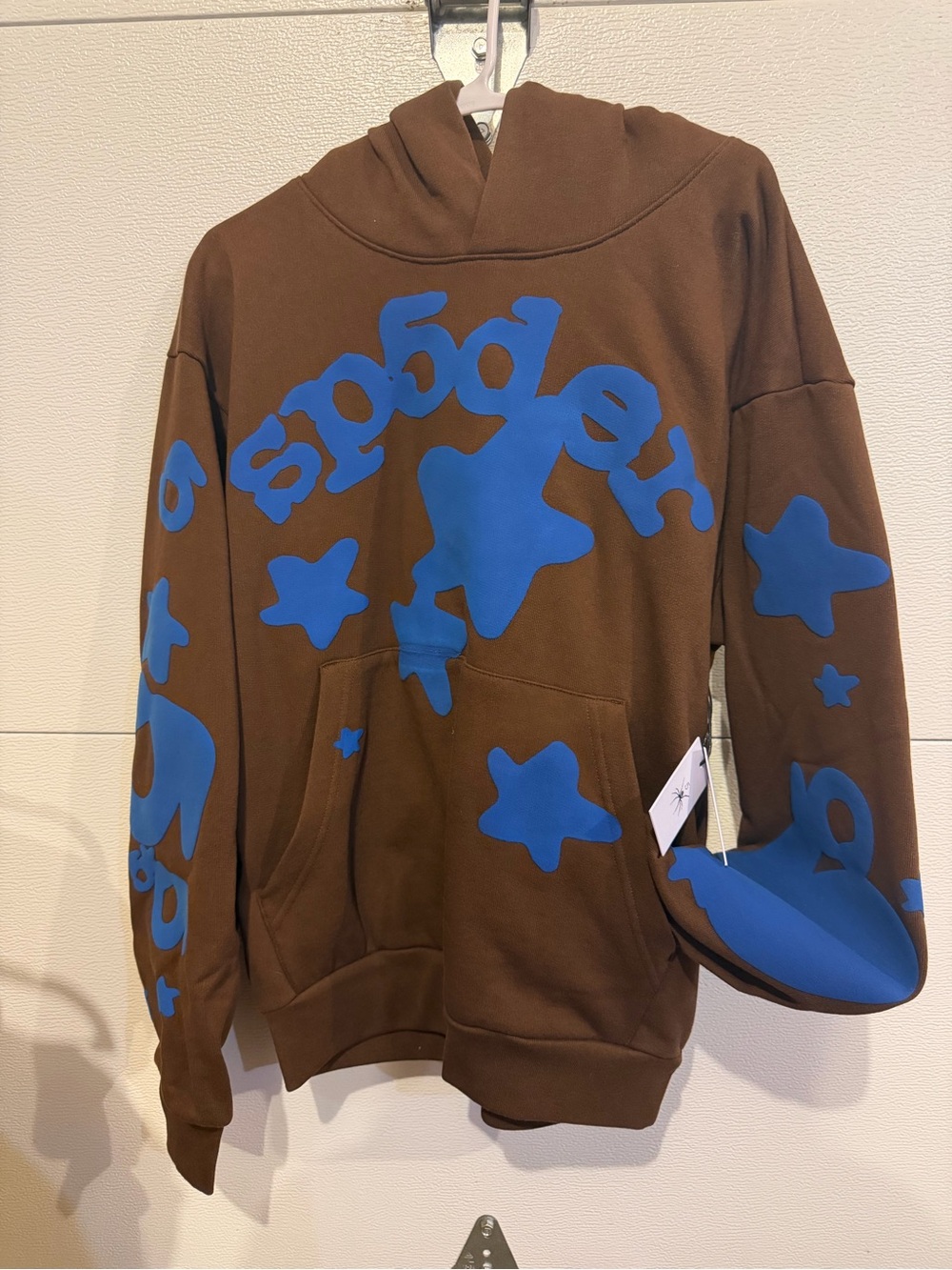 SP5DER Brown and Blue Graphic Hoodie